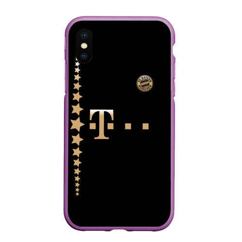 Чехол для iPhone XS Max матовый Bayern Lewandowski Black Theme, цвет фиолетовый