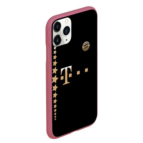 Чехол для iPhone 11 Pro Max матовый Bayern Lewandowski Black Theme, цвет малиновый - фото 3