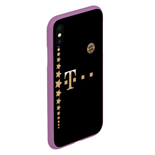 Чехол для iPhone XS Max матовый Bayern Lewandowski Black Theme, цвет фиолетовый - фото 3