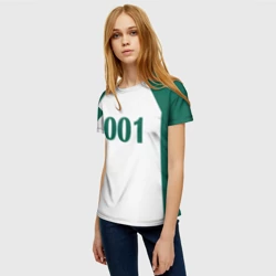 Женская футболка 3D Как в Игре в Кальмара. Форма игрока 001 Дед, О Иль-нам - фото 2