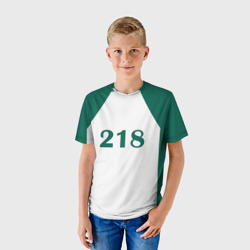 Детская футболка 3D Как в Игре в Кальмара. Футболка игрока 218 Чо Сан-ву - фото 2