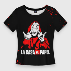 Женская футболка 3D Slim Бумажный Дом f*ck the system