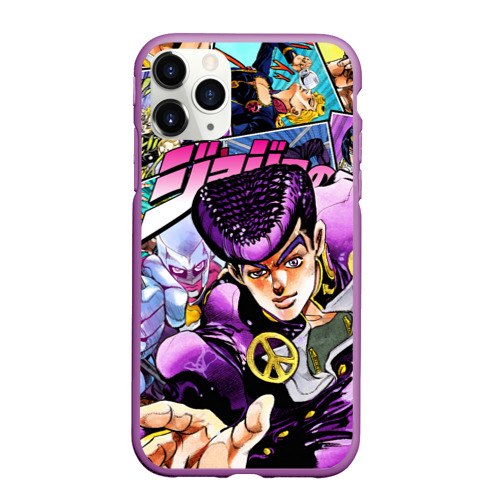 Чехол для iPhone 11 Pro Max матовый JoJo's Bizarre Adventure: Josuke, цвет фиолетовый