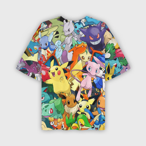 Мужская футболка oversize 3D Аниме, Покемоны все персонажи Pokemon, цвет 3D печать - фото 2