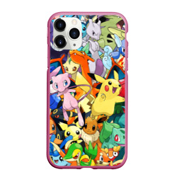 Чехол для iPhone 11 Pro Max матовый Аниме, Покемоны все персонажи Pokemon