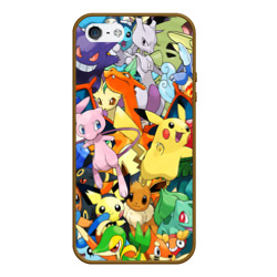 Чехол для iPhone 5/5S матовый Аниме, Покемоны все персонажи Pokemon