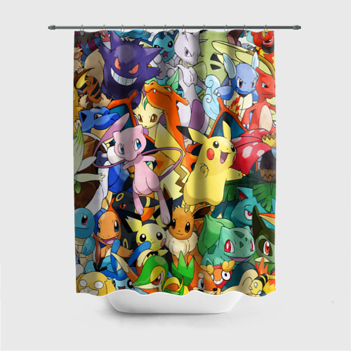 Штора 3D для ванной Аниме, Покемоны все персонажи Pokemon