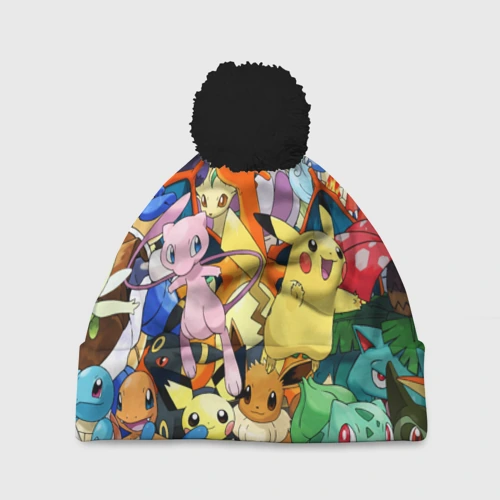 Шапка 3D c помпоном Аниме, Покемоны все персонажи Pokemon