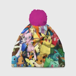 Шапка 3D c помпоном Аниме, Покемоны все персонажи Pokemon