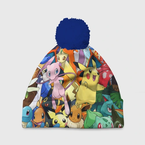 Шапка 3D c помпоном Аниме, Покемоны все персонажи Pokemon