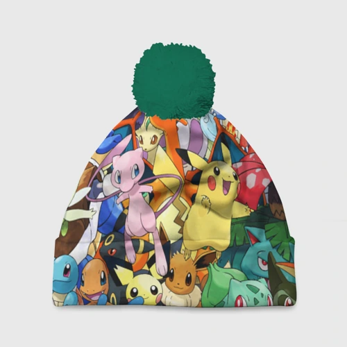 Шапка 3D c помпоном Аниме, Покемоны все персонажи Pokemon