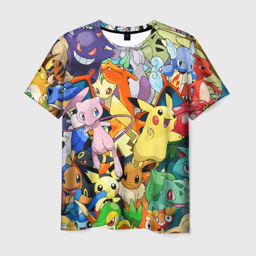 Мужская футболка 3D Аниме, Покемоны все персонажи Pokemon, цвет 3D печать
