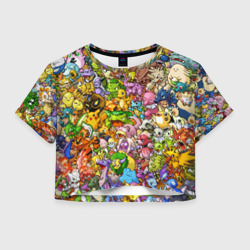 Женская футболка Crop-top 3D Покемоны в пикселях pixel Pokemon