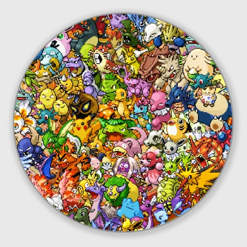 Круглый коврик для мышки Покемоны в пикселях pixel Pokemon