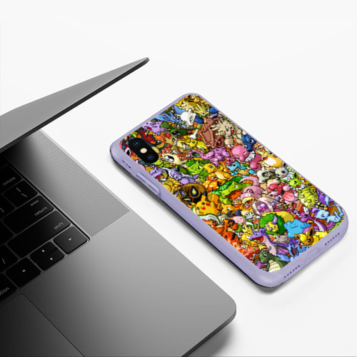 Чехол для iPhone XS Max матовый Покемоны в пикселях pixel Pokemon, цвет светло-сиреневый - фото 5