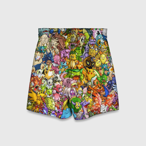 Детские спортивные шорты 3D Покемоны в пикселях pixel Pokemon, цвет 3D печать - фото 2