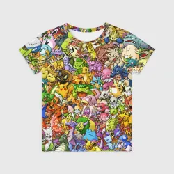 Детская футболка 3D Покемоны в пикселях pixel Pokemon