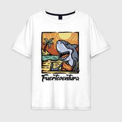 Мужская футболка хлопок Oversize Fuerteventura, beach - shark