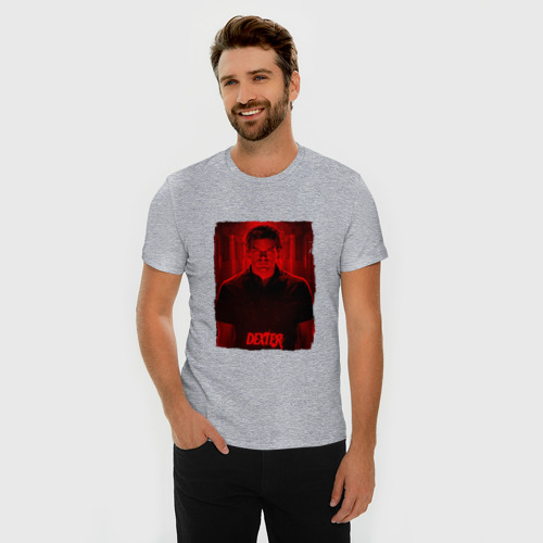 Мужская футболка хлопок Slim Декстер постер, цвет меланж - фото 3