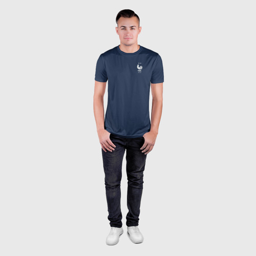 Мужская футболка 3D Slim с принтом Сборная Франции Мбаппе 10, вид сбоку #3