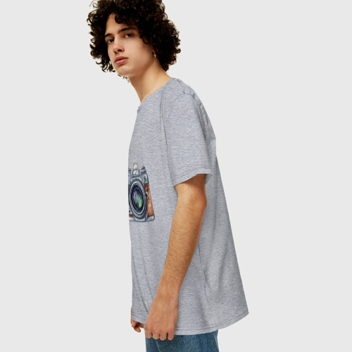 Мужская футболка хлопок Oversize Ретро фотокамера, цвет меланж - фото 5