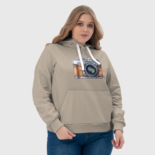 Женская толстовка хлопок Ретро фотокамера, цвет миндальный - фото 6