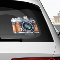 Наклейка с принтом Ретро фотокамера для любого человека, вид спереди №2. Цвет основы: белый