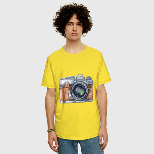 Мужская футболка хлопок Oversize Ретро фотокамера, цвет желтый - фото 3