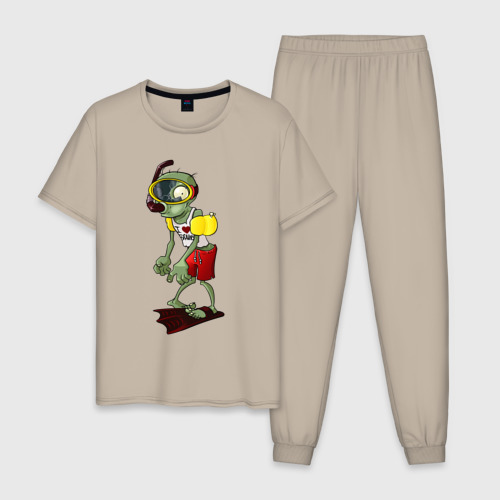 Мужская пижама хлопок с принтом Water zombie, вид спереди #2