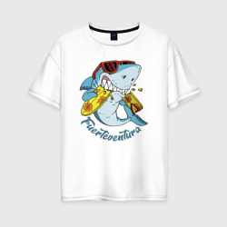 Женская футболка хлопок Oversize Fuerteventura, summer style - shark