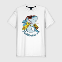 Мужская футболка хлопок Slim Fuerteventura, summer style - shark