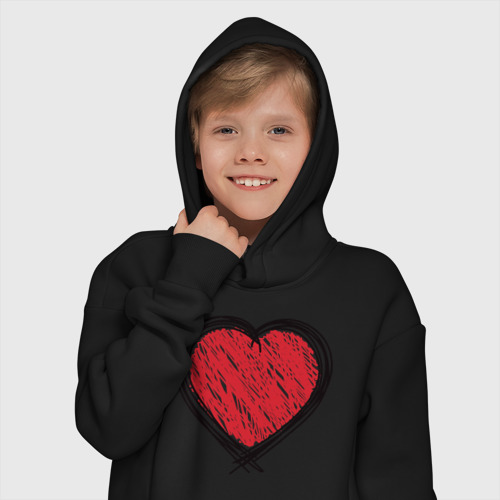 Детское худи Oversize хлопок Doodle Heart, цвет черный - фото 12