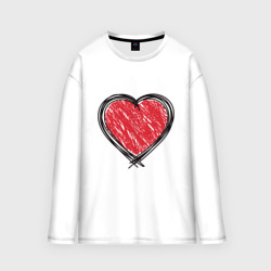 Мужской лонгслив oversize хлопок Doodle Heart