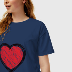 Женская футболка хлопок Oversize Doodle Heart - фото 2