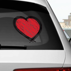 Наклейка с принтом Doodle Heart для любого человека, вид спереди №2. Цвет основы: белый