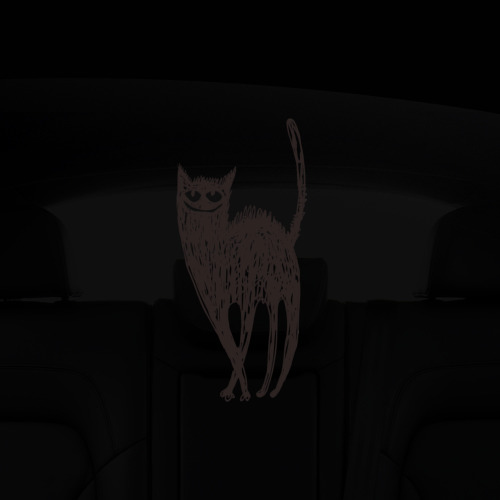 Наклейка на авто - для заднего стекла Рисованная чёрная кошка  мур мяу  - фото 5