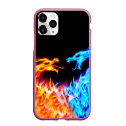 Чехол для iPhone 11 Pro матовый Fire dragons огненные драконы