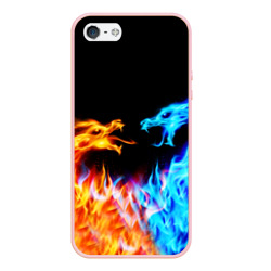 Чехол для iPhone 5/5S матовый Fire dragons огненные драконы