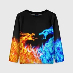 Детский лонгслив 3D Fire dragons огненные драконы
