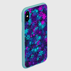 Чехол для iPhone XS Max матовый Неоновые снежинки - фото 2