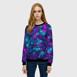 Женский свитшот 3D Неоновые снежинки - фото 2