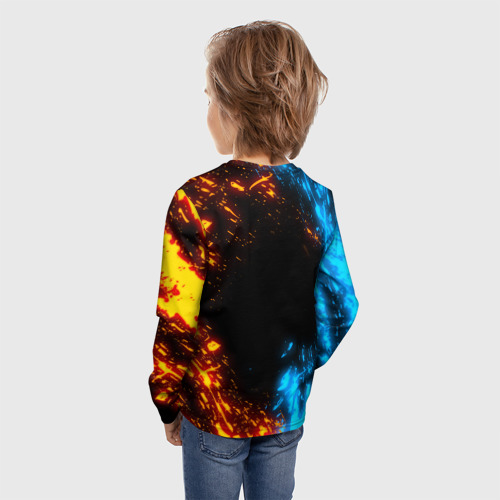 Детский лонгслив 3D Символы Ведьмака огонь и вода, цвет 3D печать - фото 4