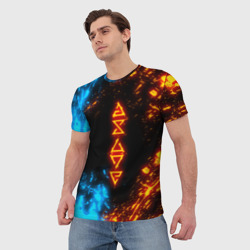 Мужская футболка 3D Символы Ведьмака огонь и вода - фото 2
