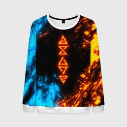 Мужской свитшот 3D Символы Ведьмака огонь и вода