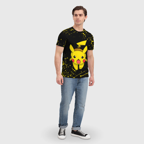 Мужская футболка 3D Пикачу брызги красок, цвет 3D печать - фото 5