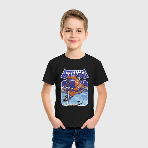 Детская футболка хлопок с принтом Metallica - hockey, фото на моделе #1