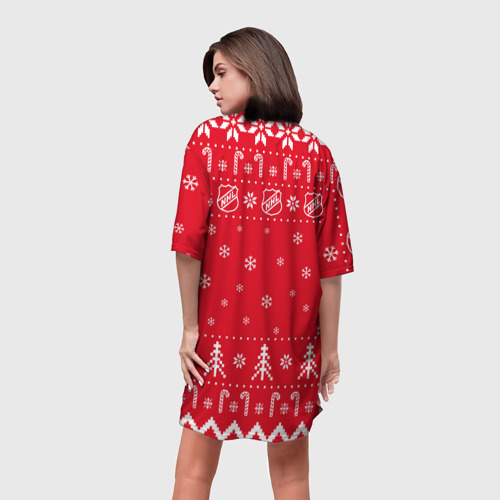Платье-футболка 3D Детройт Ред Уингз Новогодний, цвет 3D печать - фото 4