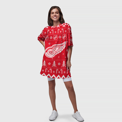 Платье-футболка 3D Детройт Ред Уингз Новогодний, цвет 3D печать - фото 5