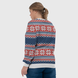 Свитшот с принтом Knitted Pattern для женщины, вид на модели сзади №3. Цвет основы: белый