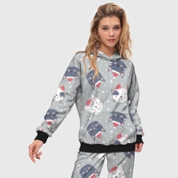 Женский костюм с толстовкой 3D Коты новогодний - фото 2